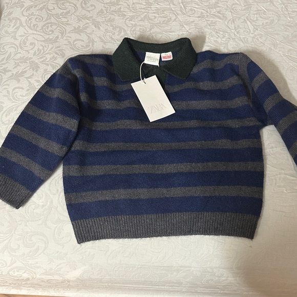 Zara Other - Zara Kids Striped Blue and Gray Sweater